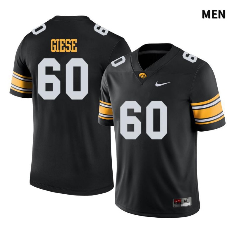 Men's Iowa Hawkeyes NCAA #60 Jacob Giese Black Authentic Nike Alumni Stitched College Football Jersey ET34D27OR